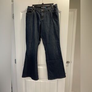 Vintage Venezia Stretch Flare Jeans Blue dot size 1 or 14 plus. Dark wash